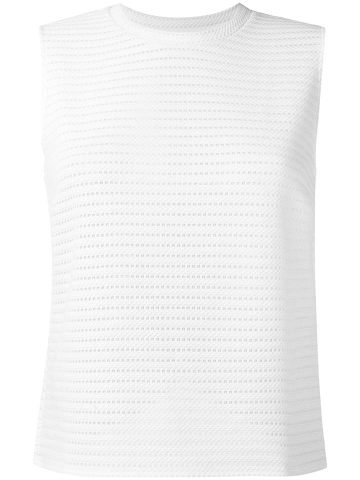 Emporio Armani Perforated Detail Top, Women's, Size: 44, White, Polyester/spandex/elastane