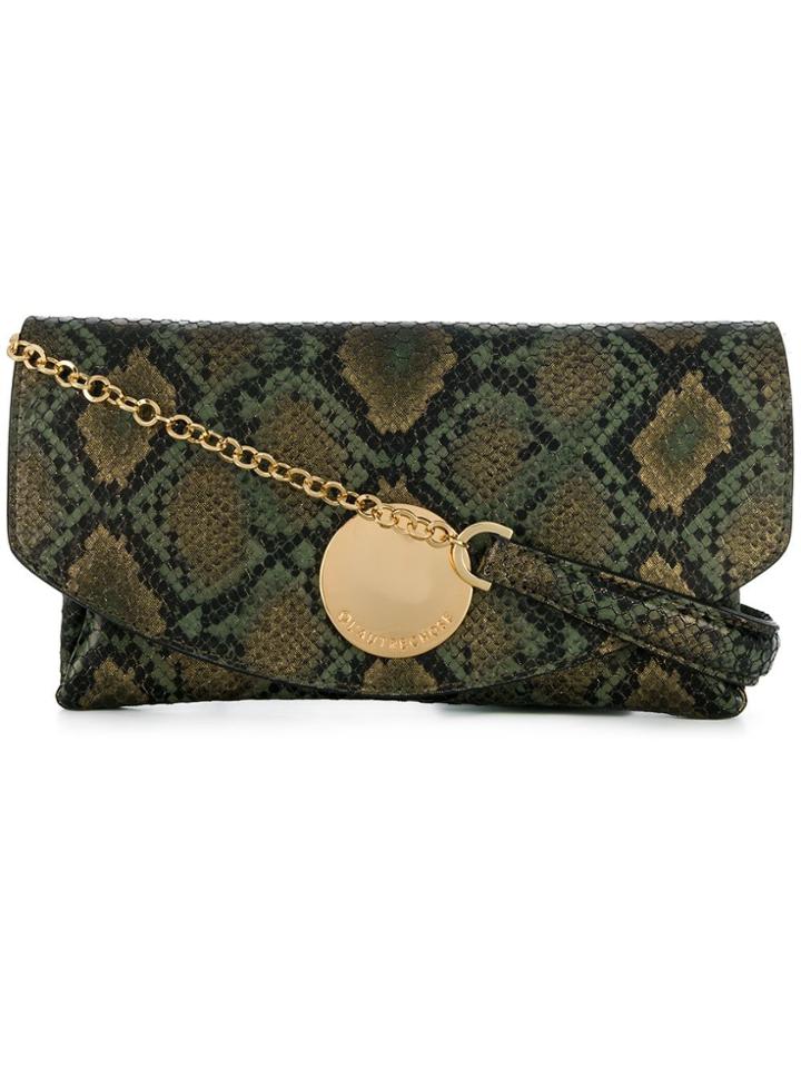 L'autre Chose Snakeskin Clutch Bag - Green