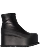 Sacai Black 80 Platform Leather Ankle Boots