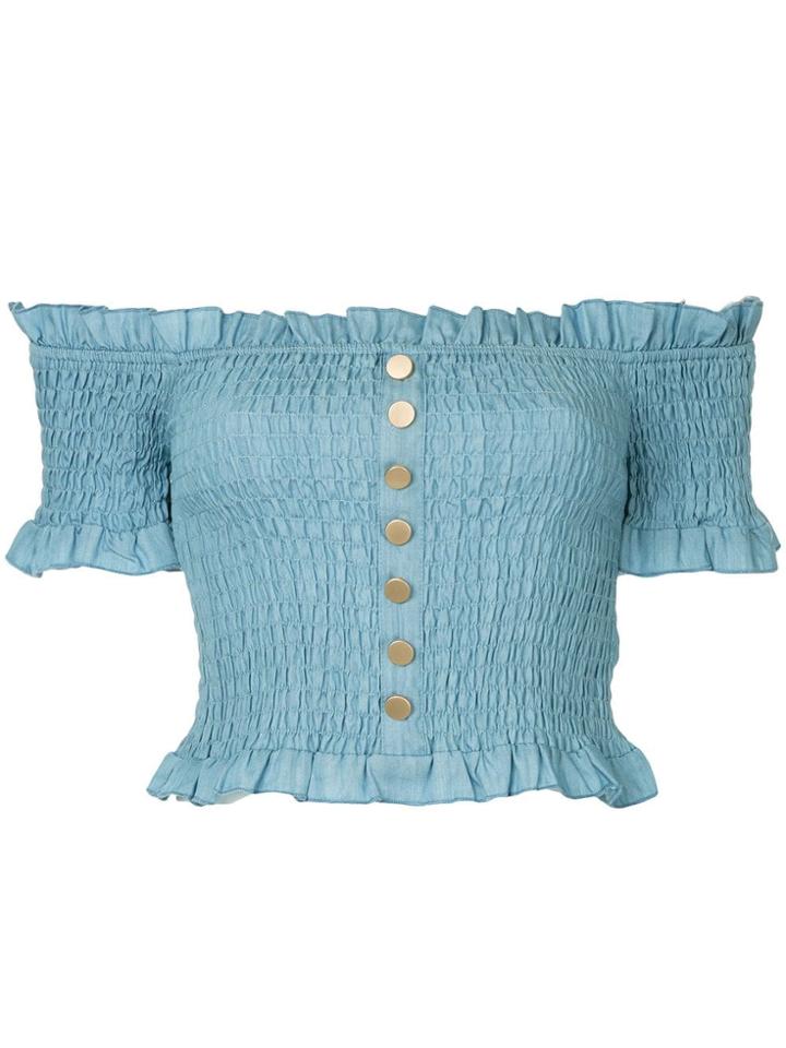 Suboo Shirred Crop Top - Blue