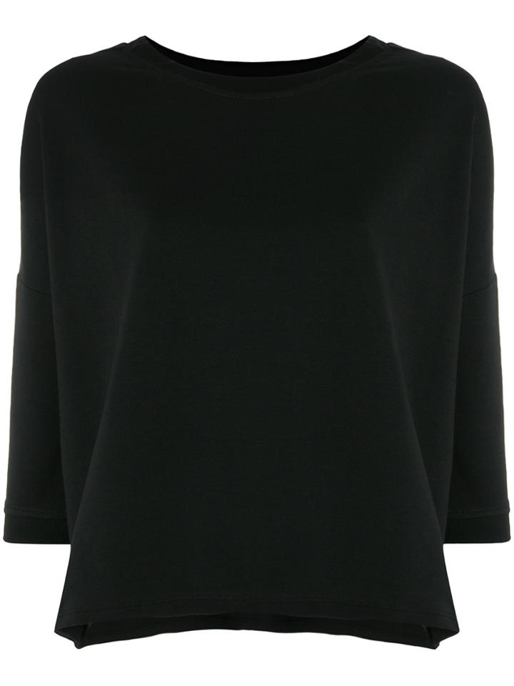 Snobby Sheep Cropped Sleeves Sweatshirt - Black