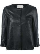L'autre Chose Rouches Jacket, Size: 42, Black, Sheep Skin/shearling