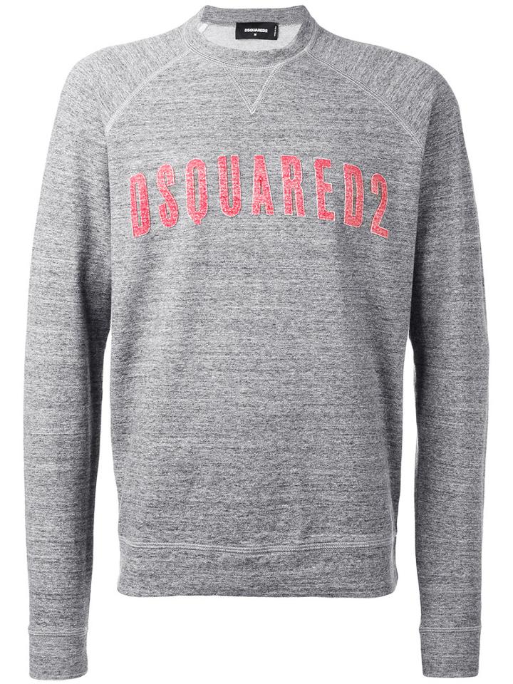 Logo Front Sweatshirt - Men - Cotton - Xxl, Grey, Cotton, Dsquared2