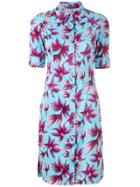 Versace Pre-owned Floral Shirt Dress - Blue