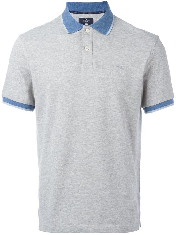 Hackett - Contrast Collar Polo Shirt - Men - Cotton/spandex/elastane - L, Grey, Cotton/spandex/elastane