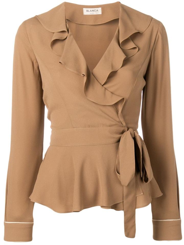 Blanca Ruffled Wrap Blouse - Neutrals
