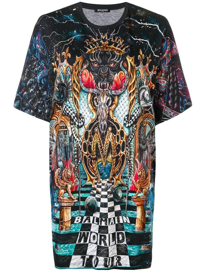 Balmain World Tour Printed T-shirt - Grey