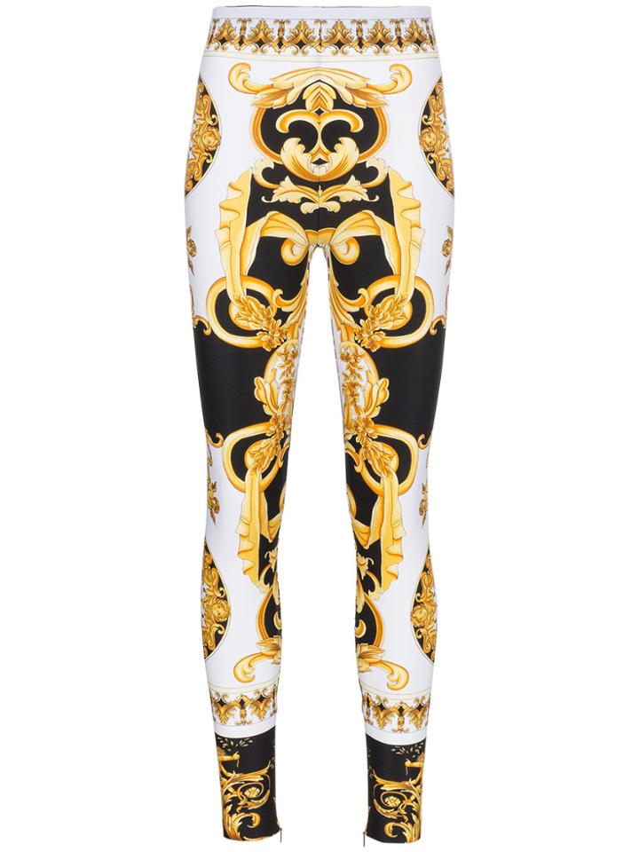 Versace Barocco Ss'92 Print Silk Blend Leggings - Multicolour
