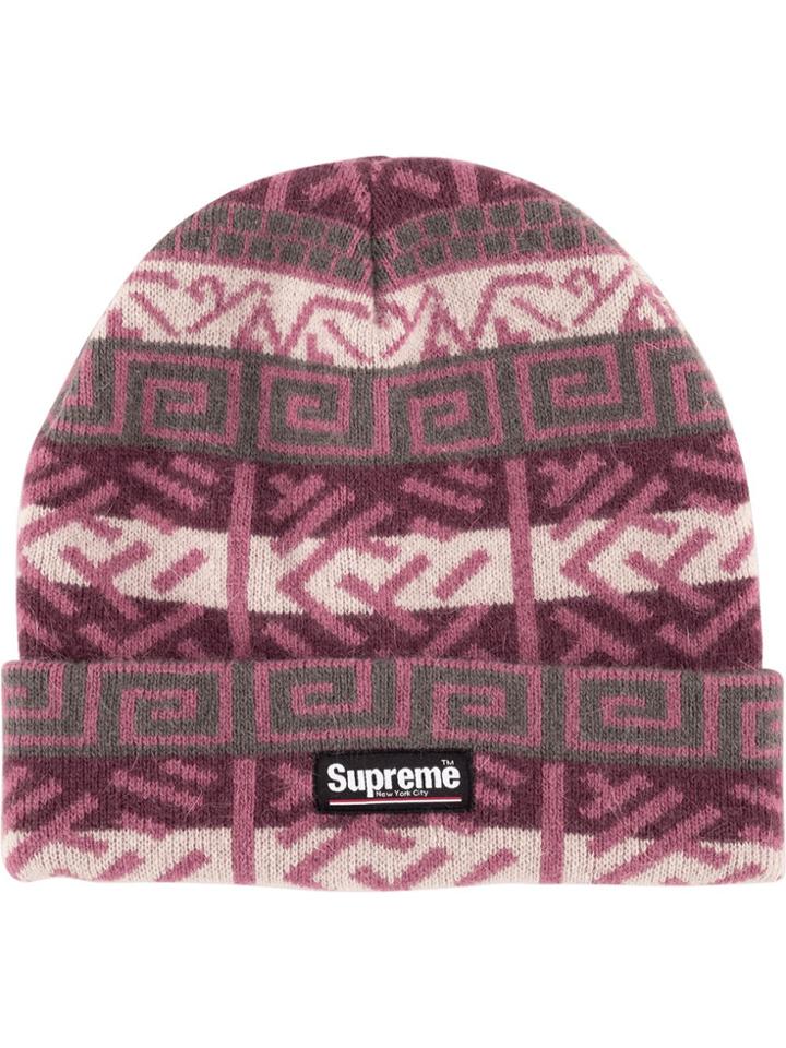 Supreme Brushed Pattern Beanie - Pink