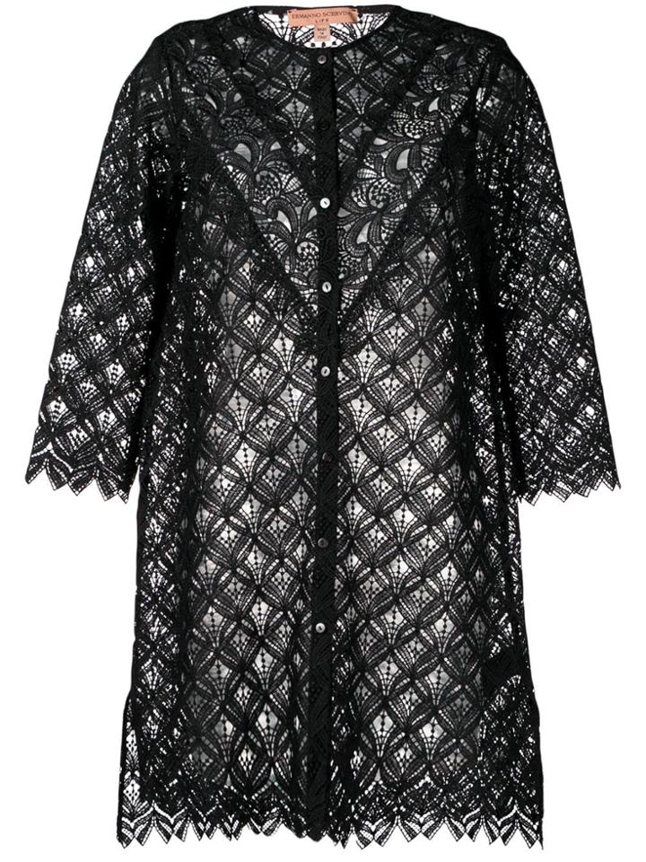 Ermanno Scervino Lace Button Shirt - Black