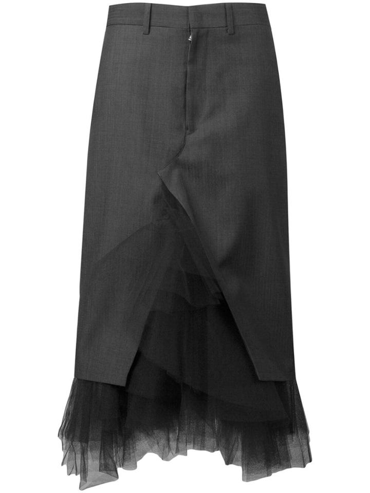 Junya Watanabe Tulle Panel Midi Skirt - Grey