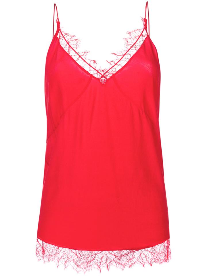 Iro Lace Trim Cami Top - Red