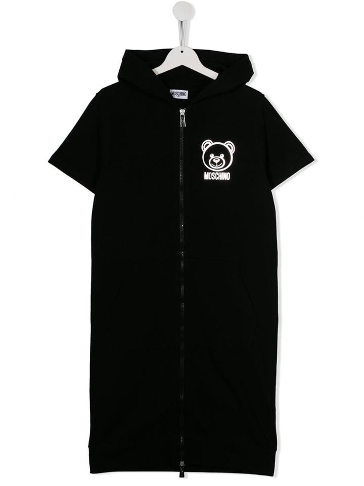 Moschino Kids Hooded Sweat Dress - Black