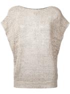 Fay Open Knit Cap Sleeve Top, Women's, Size: Small, Nude/neutrals, Cotton/linen/flax
