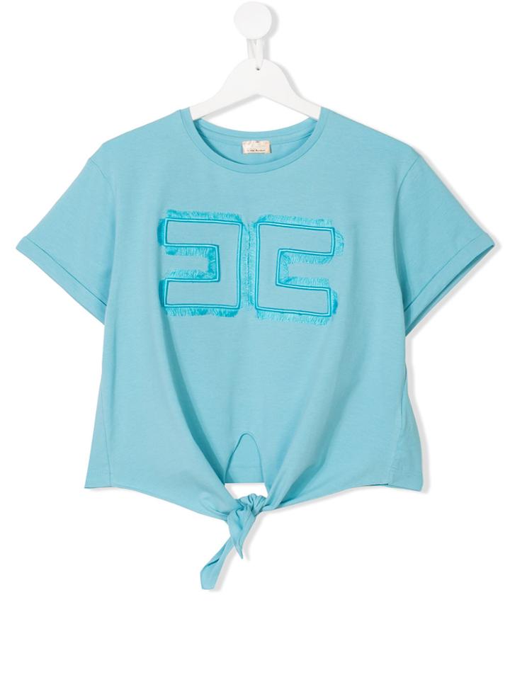 Elisabetta Franchi La Mia Bambina Teen Tie-front T-shirt - Blue