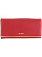 Prada Saffiano Continental Wallet - Red