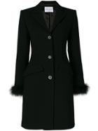 Sonia Rykiel Feather Trim Button Coat - Black
