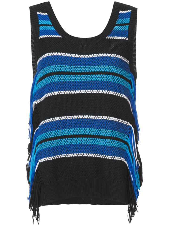 Derek Lam 10 Crosby Sleeveless Knit Top With Fringe - Blue