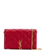 Saint Laurent Becky Quilted Wallet On Chain - Red