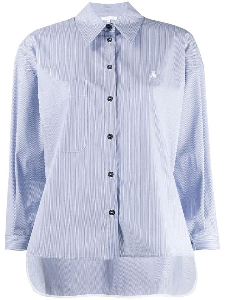 Patrizia Pepe Striped Logo Embroidered Shirt - Blue