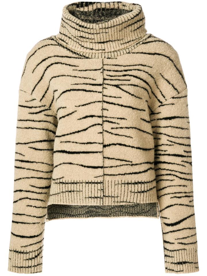 Ssheena Zebra Print Turtleneck Sweater - Nude & Neutrals