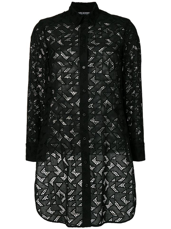 Neil Barrett Geometric Pattern Long Shirt - Black