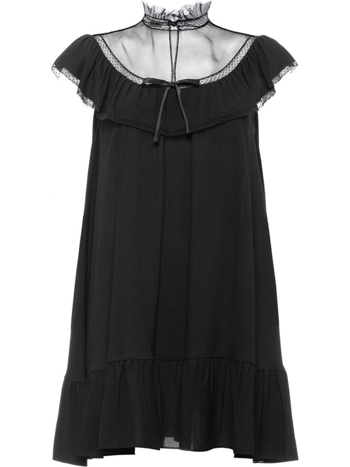Miu Miu Ruffled Georgette Dress - Black