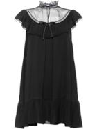 Miu Miu Ruffled Georgette Dress - Black