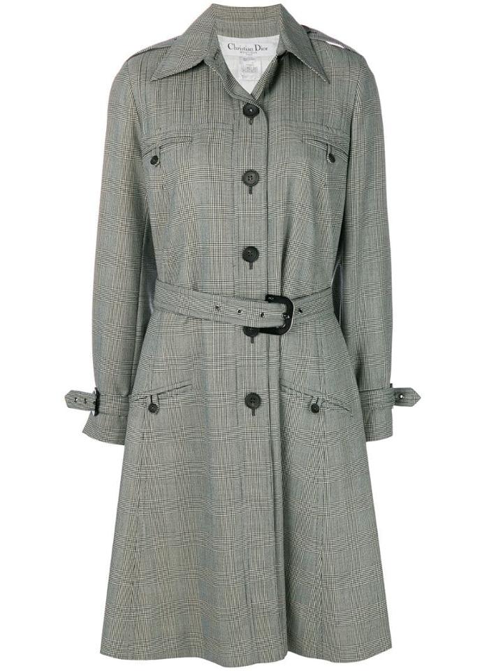 Christian Dior Pre-owned Prince Of Wales Coat - Grey