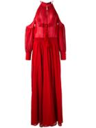 Wandering - Cold Shoulder Dress - Women - Cotton/silk - 40, Red, Cotton/silk