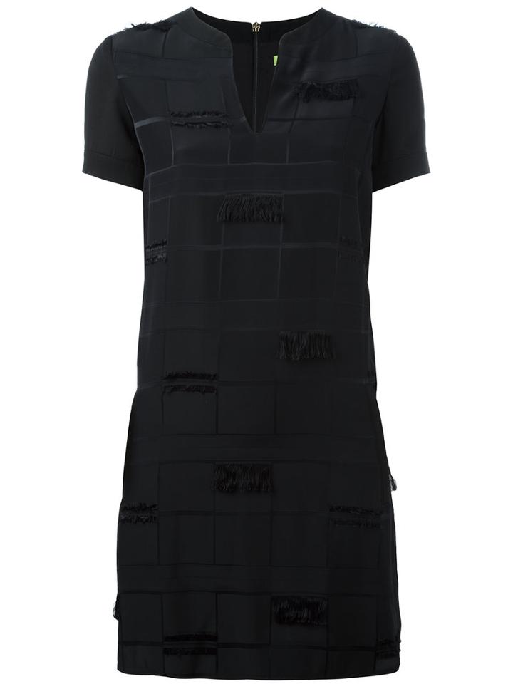 Versace Jeans Frayed Trim Dress, Women's, Size: 44, Black, Polyester/acetate/viscose