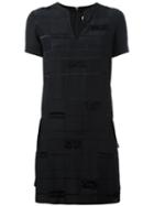 Versace Jeans Frayed Trim Dress, Women's, Size: 44, Black, Polyester/acetate/viscose