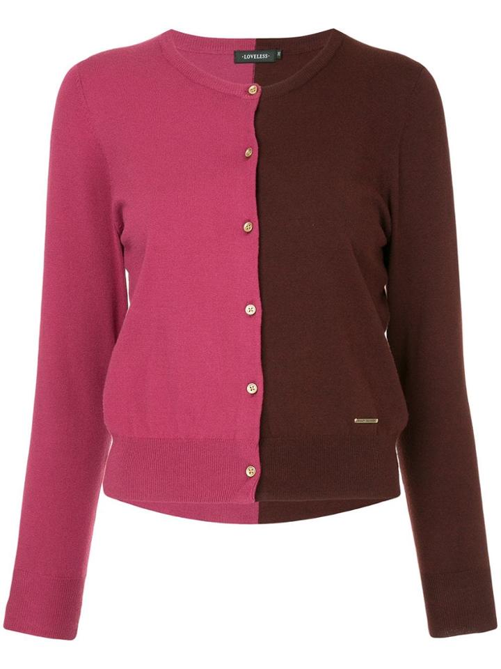 Loveless Two-tone Buttoned Cardigan - Pink & Purple