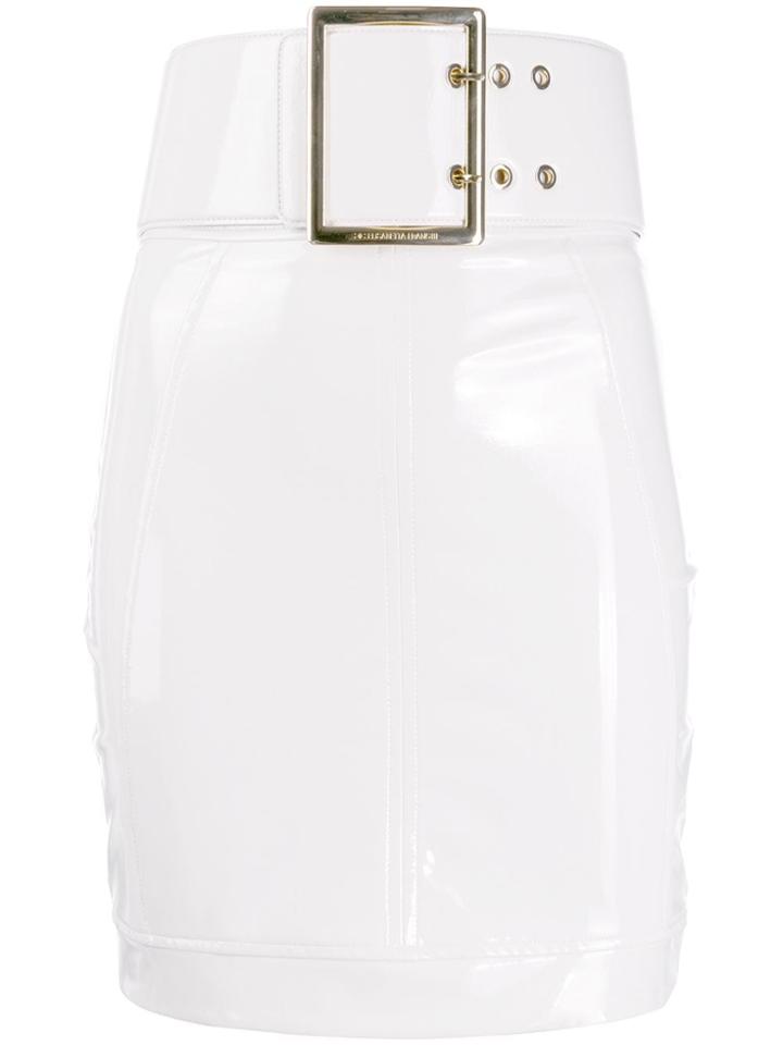 Elisabetta Franchi Fitted Belted Skirt - White