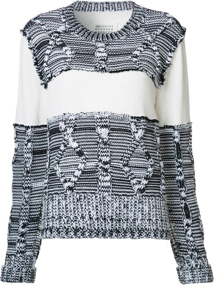 Maison Margiela Cable Knit Paneled Jumper - Black
