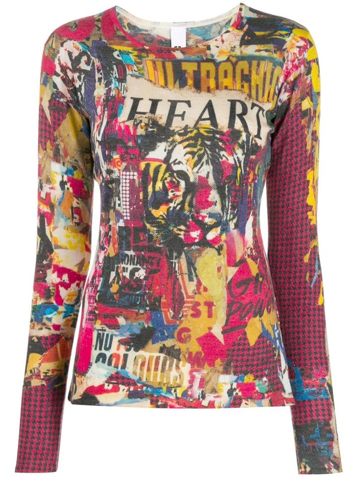 Ultràchic Printed Fine Knit Top - Pink