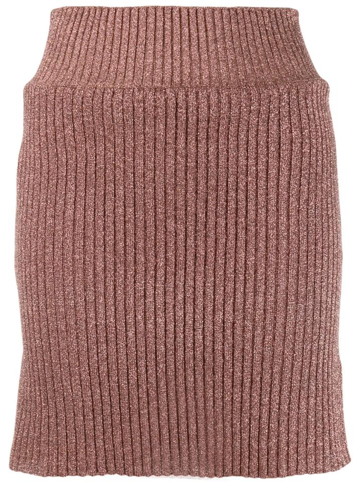 Alberta Ferretti Metallic Mini Skirt - Pink