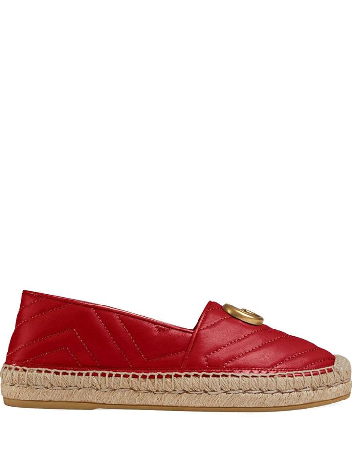 Gucci Chevron Quilted Espadrilles - Red