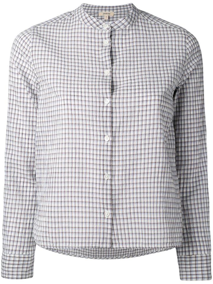 Bellerose - Collarless Check Shirt - Women - Cotton/spandex/elastane - 3, White, Cotton/spandex/elastane