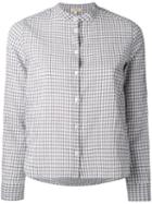Bellerose - Collarless Check Shirt - Women - Cotton/spandex/elastane - 3, White, Cotton/spandex/elastane
