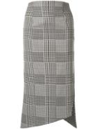 Silvia Tcherassi Houndstooth Asymmetric Midi Skirt - Grey