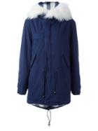 Mr & Mrs Italy Raccoon Fur Trim Parka, Women's, Size: Xs, Blue, Cotton/lamb Skin/alpaca/racoon Fur