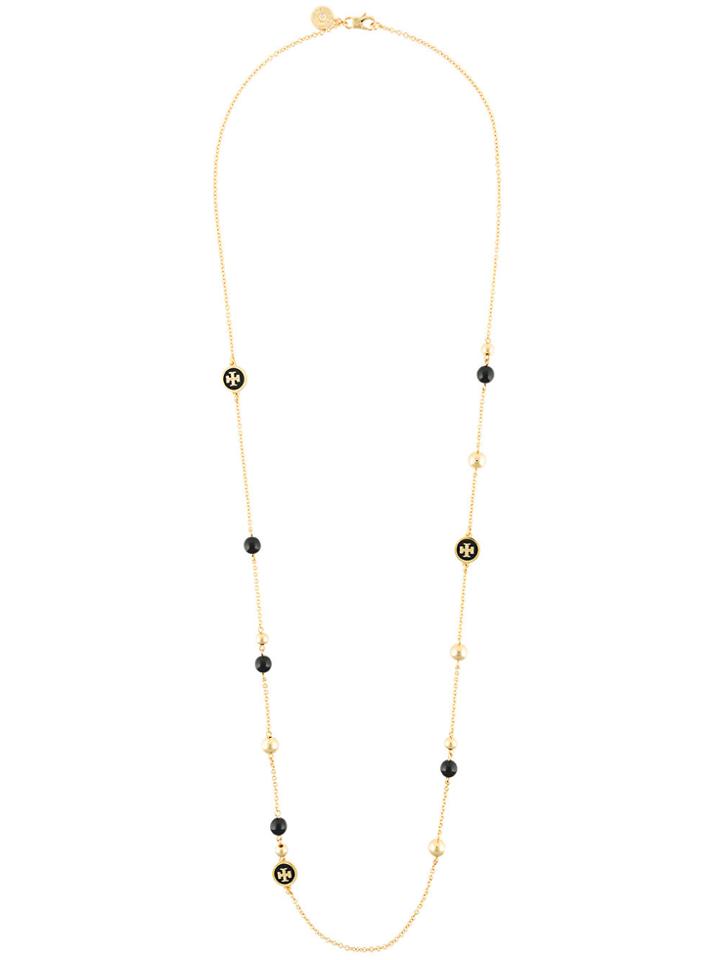 Tory Burch Long Logo Necklace - Metallic