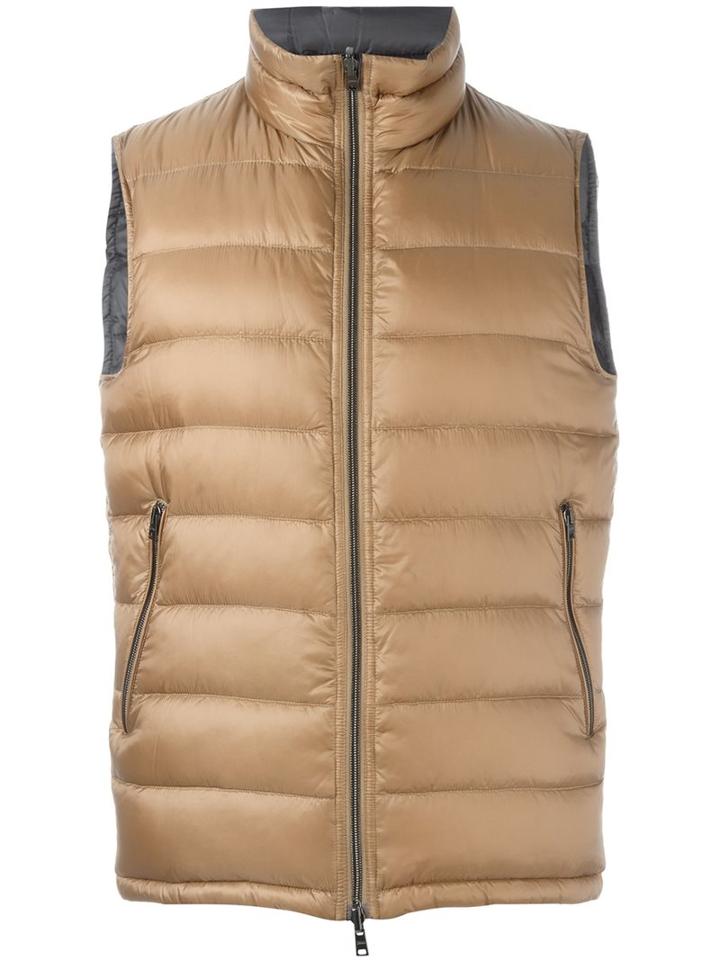 Herno Sleeveless Padded Jacket, Men's, Size: 52, Brown, Feather Down/polyamide