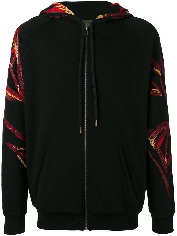Amen Embroidered Sleeve Zip Hoodie, Men's, Size: 50, Black, Cotton