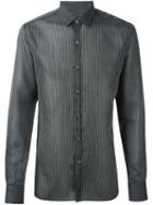 Lanvin Striped Pattern Classic Shirt, Men's, Size: 40, Black, Cotton/silk