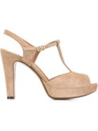 L Autre Chose Platform T-bar Sandals, Women's, Size: 37.5, Nude/neutrals, Suede/leather
