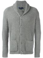 Polo Ralph Lauren Front Pockets Ribbed Detail Cardigan, Men's, Size: Medium, Grey, Cashmere