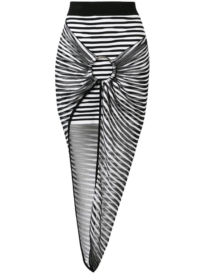 Balmain Tie Detail Striped Skirt - White