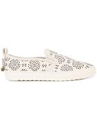 Coach Floral Perforated Slip-on Sneakers - White
